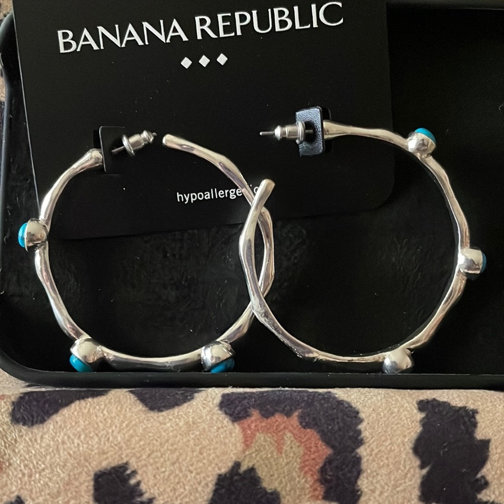 Banana Republic silver hoop earrings.